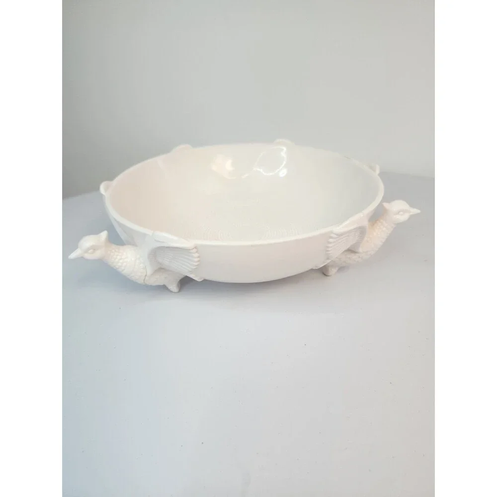 3 toed pheasant jeannette Pink Milk Glass center bowl salad bowl